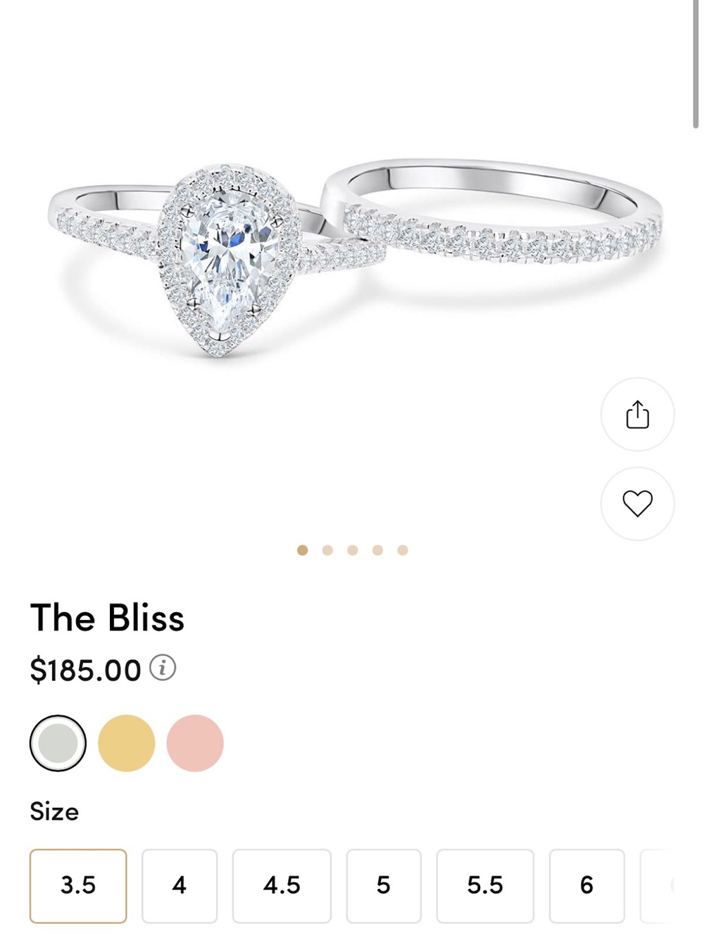 Pear Halo Bridal Ring Set in White Gold Tone - The Bliss